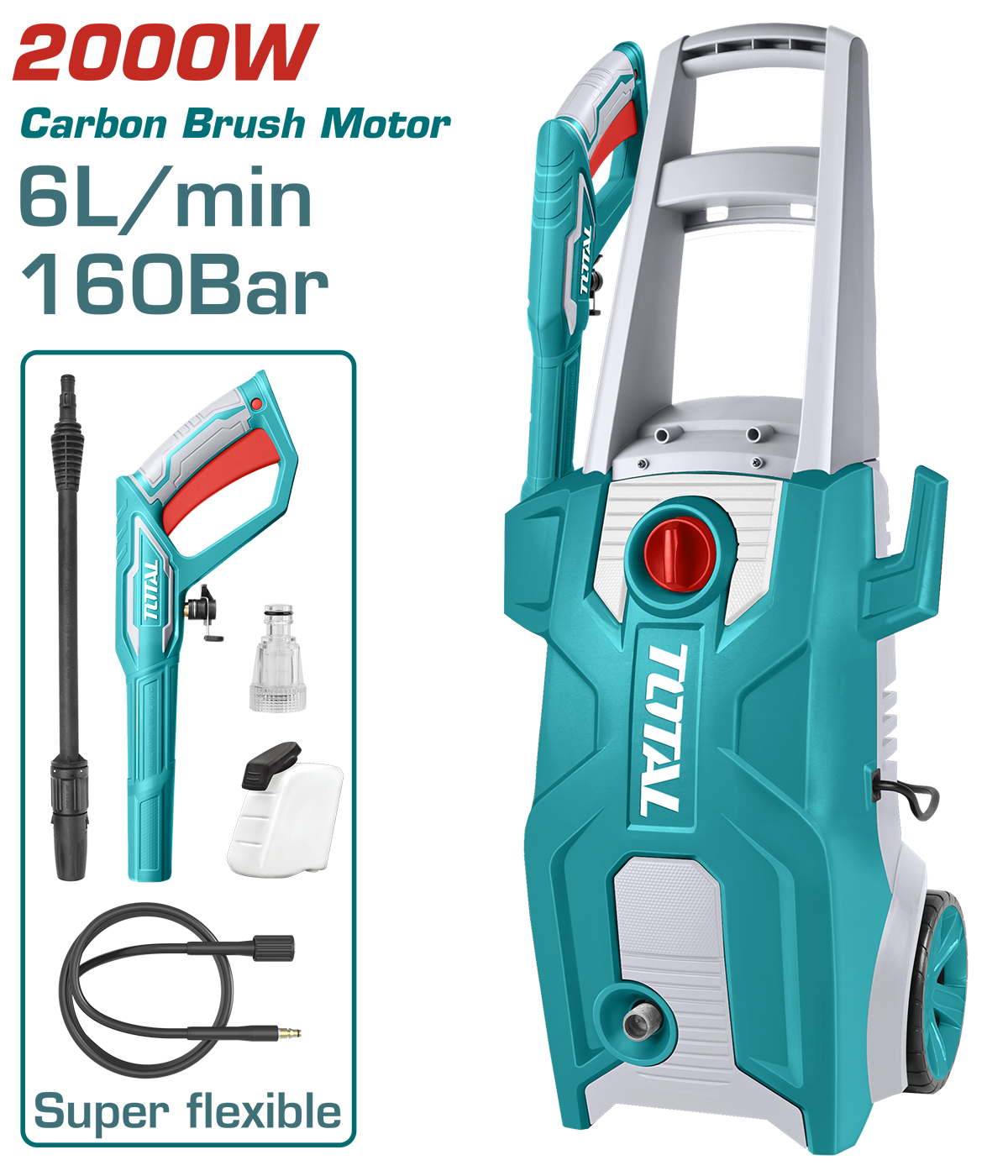 TOTAL - APARAT DE SPALAT CU PRESIUNE - 160BAR - 6L/MIN - 2000W (INDUSTRIAL)
