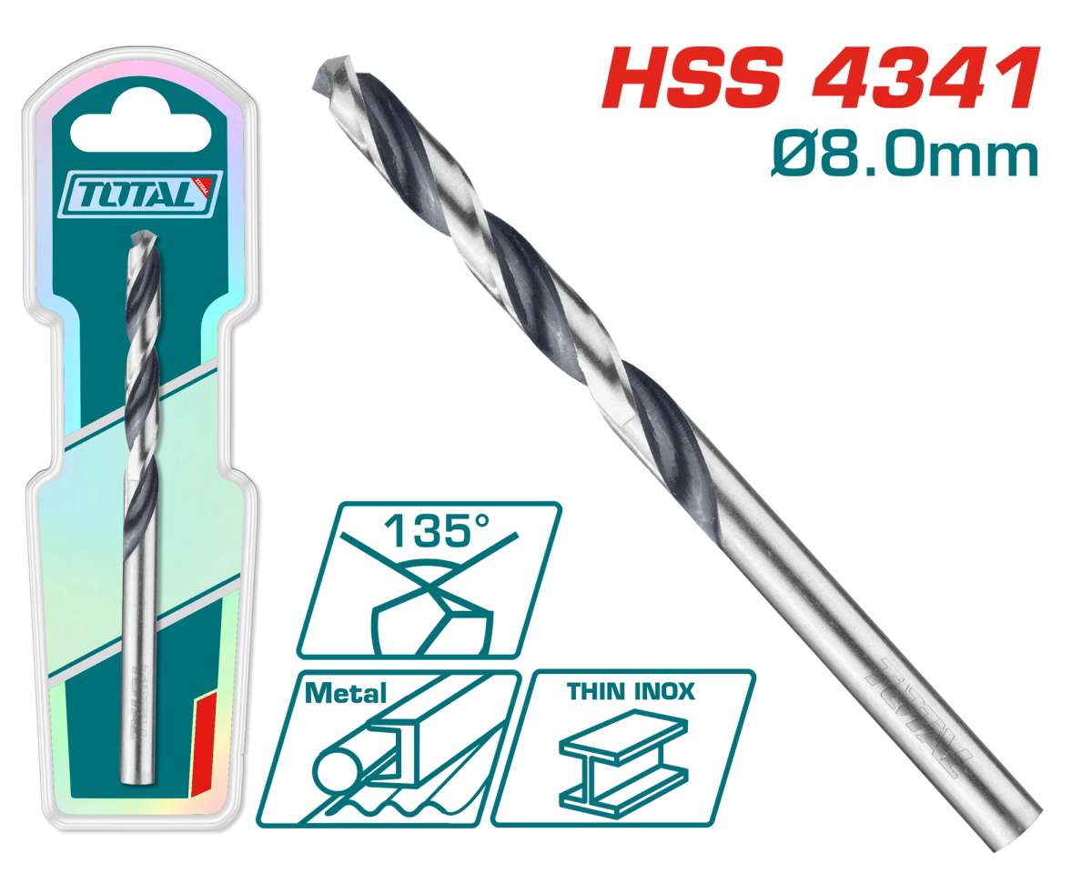 TOTAL - BURGHIU PENTRU METAL HSS - 8MM
