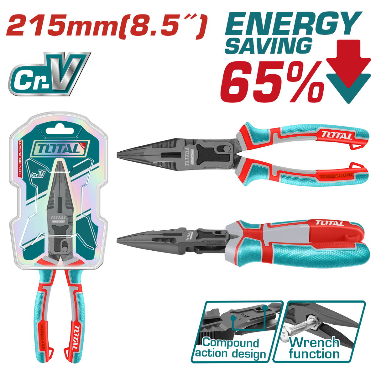 TOTAL - CLESTE CU VARF ASCUTIT 8.5"/215", Cr-V