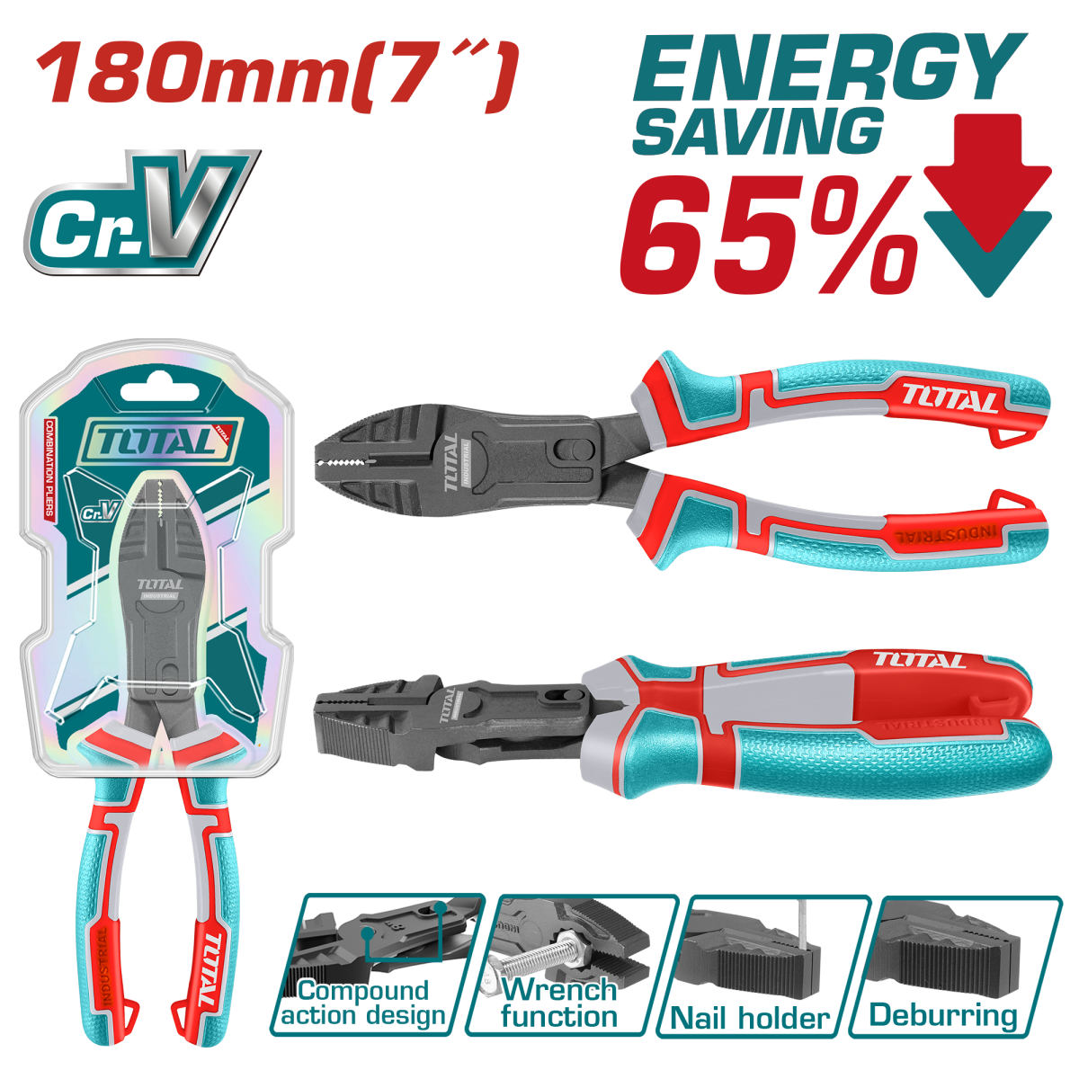 TOTAL - CLESTE MULTIFUNCTIONAL 7"/180MM, Cr-V