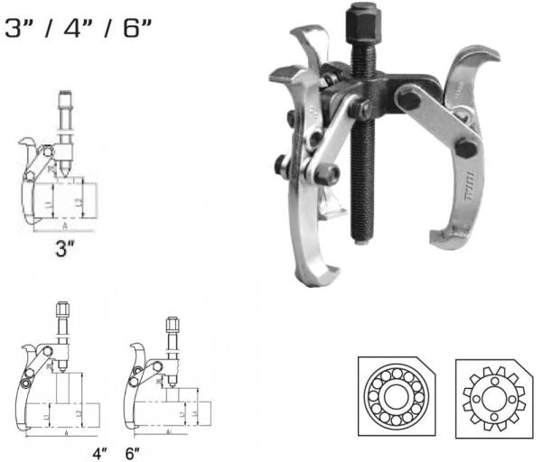 TOTAL - EXTRACTOR RULMENTI CU 3 BRATE - 3" (INDUSTRIAL)