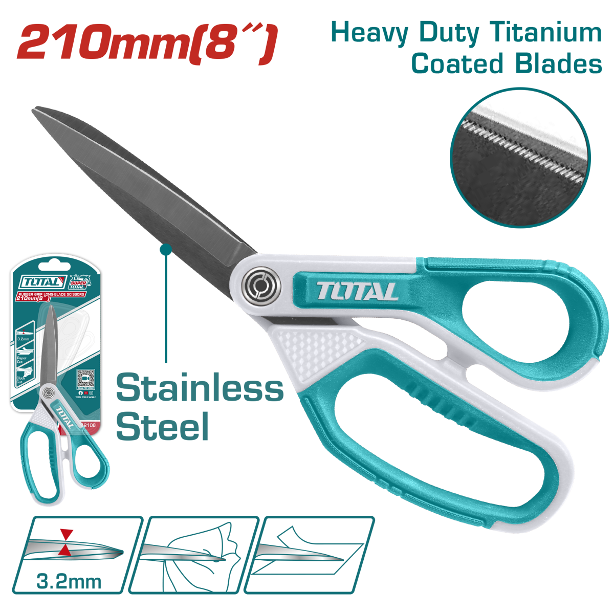 TOTAL - FOARFECA LAMA LUNGA SI MANER DIN CAUCIUC 210MM (8")