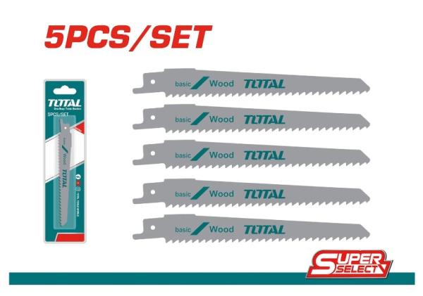 TOTAL - SET LAME FIERASTRAU SABIE PENTRU LEMN 150MM 6TPI - 5 BUC