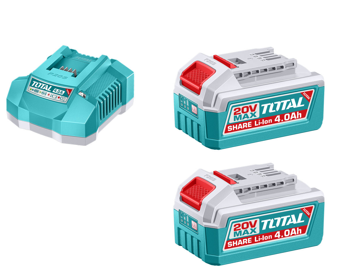 TOTAL - KIT 2 BATERII SI INCARCATOR - 20V - 4.0Ah