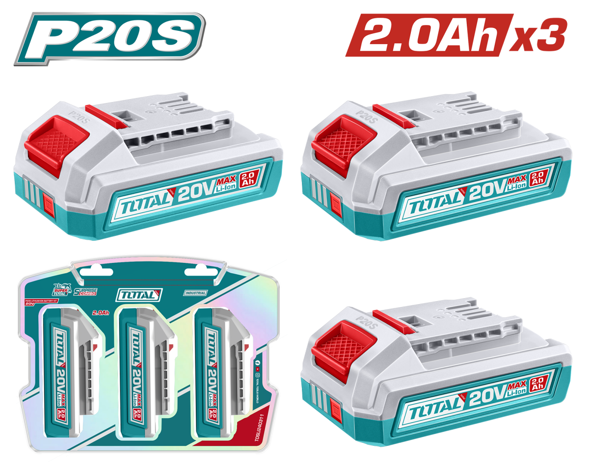 TOTAL - KIT 3 BATERII 20V - 2.0Ah