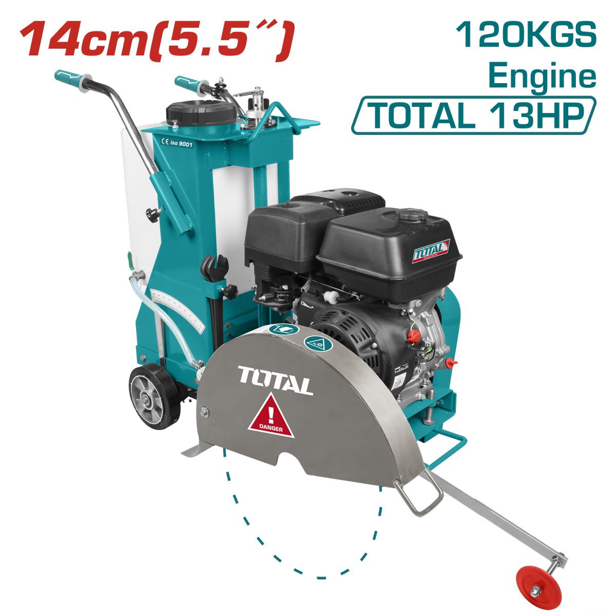 TOTAL - MASINA DE DEBITAT BETON/ASFALT 13CP, 120KG, ADANCIME MAX 14CM, DIAMETRU DISC 30-45 CM