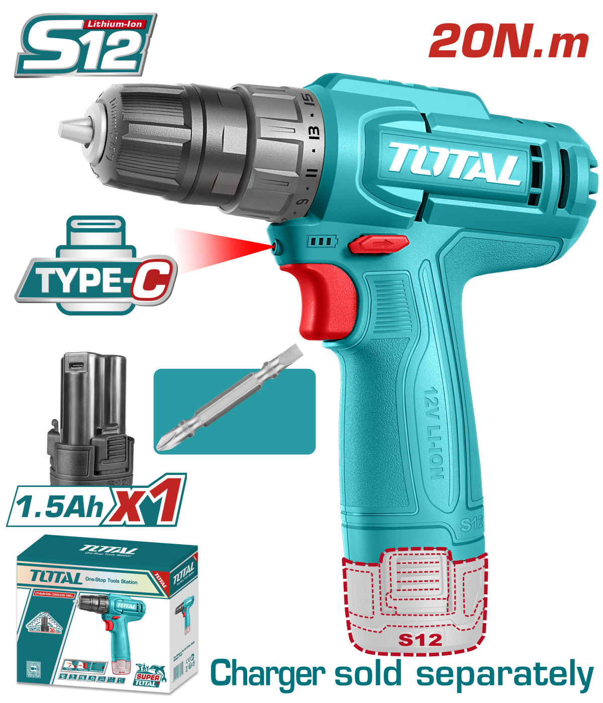 TOTAL - MASINA DE GAURIT - 12V -1.5AH - LED LI-ION (INCLUDE ACUMULATOR 1.5Ah)