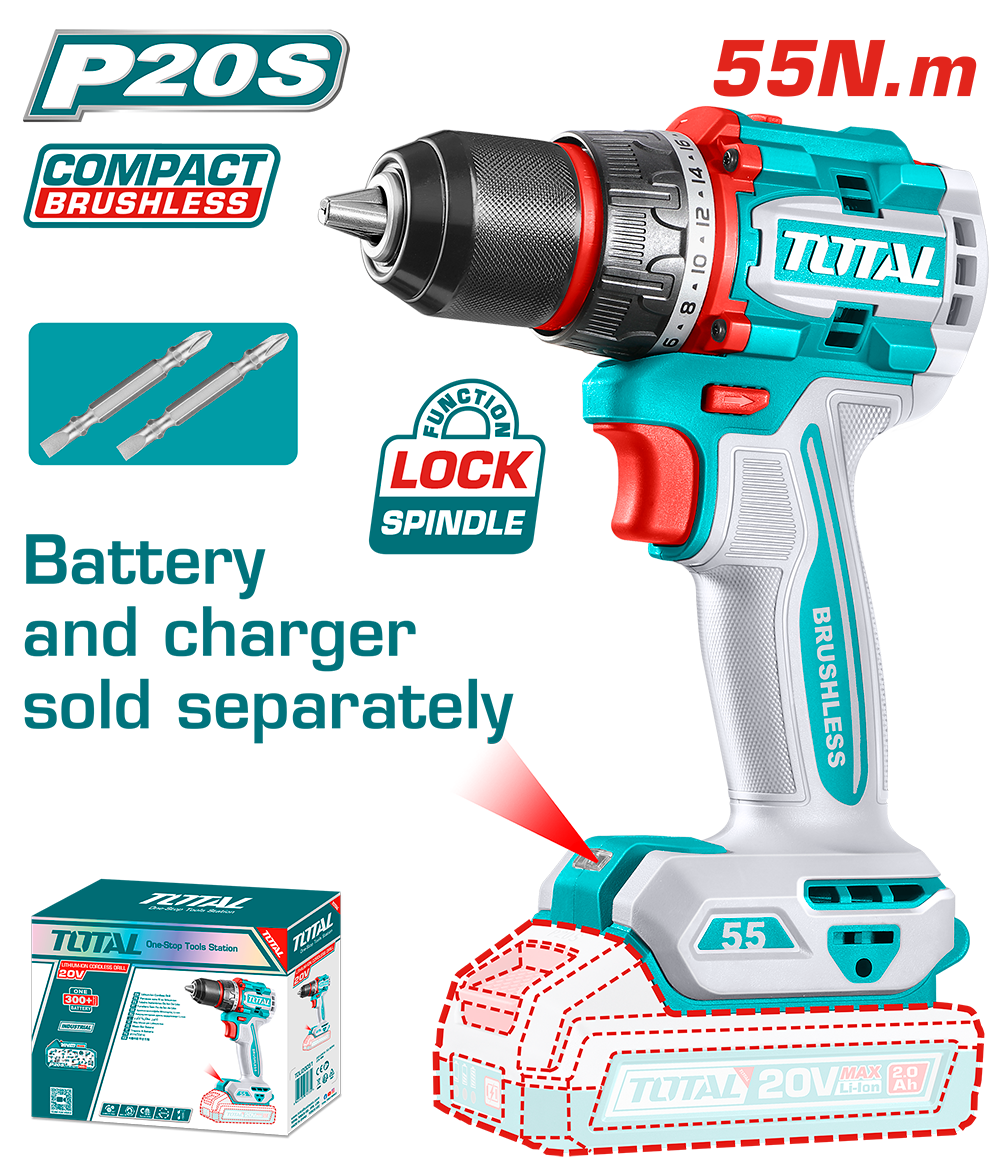 TOTAL - MASINA DE GAURIT - 20V - 55N.m MOTOR FARA PERII (NU INCLUDE ACUMULATOR)