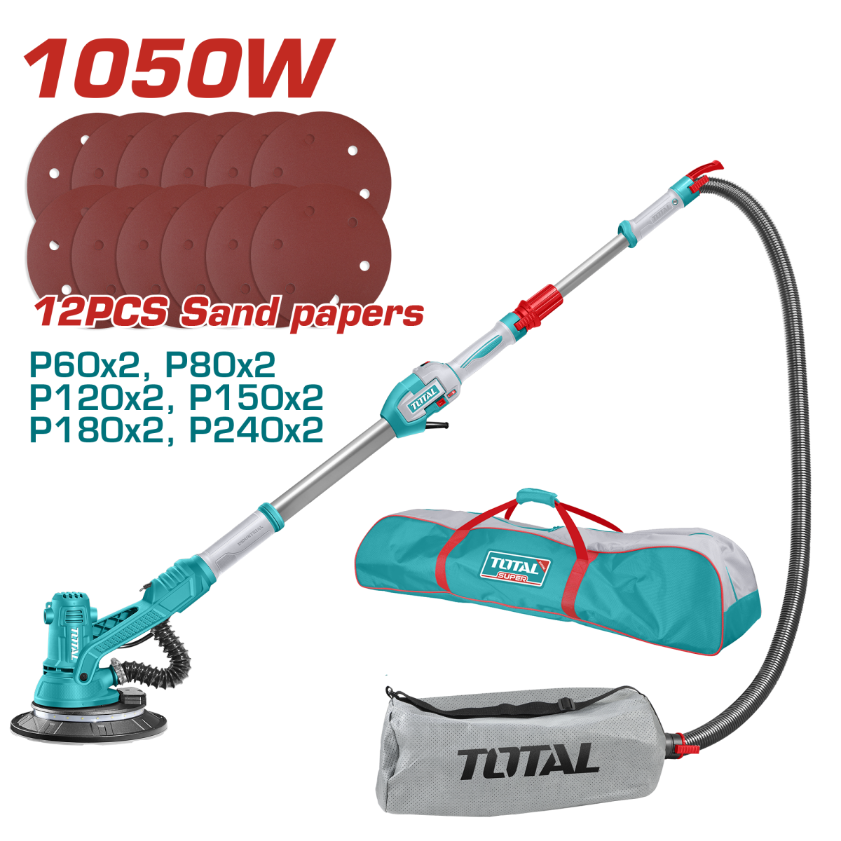TOTAL - MASINA DE SLEFUIT PERETI SI TAVANE - MANER EXTENSIBIL - 1050W (INDUSTRIAL)