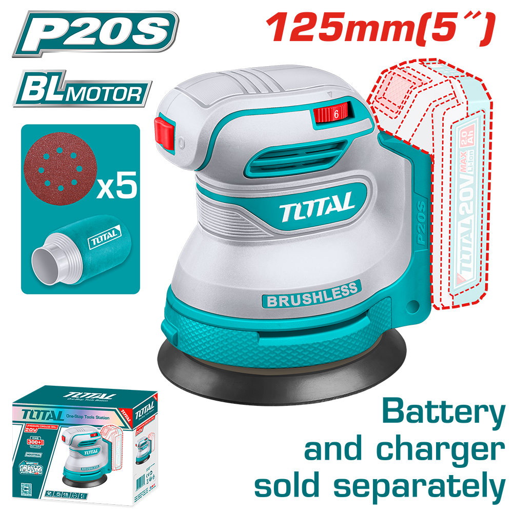 TOTAL - MASINA DE SLEFUIT ROTATIVA - 125MM - LI-ION - 20V