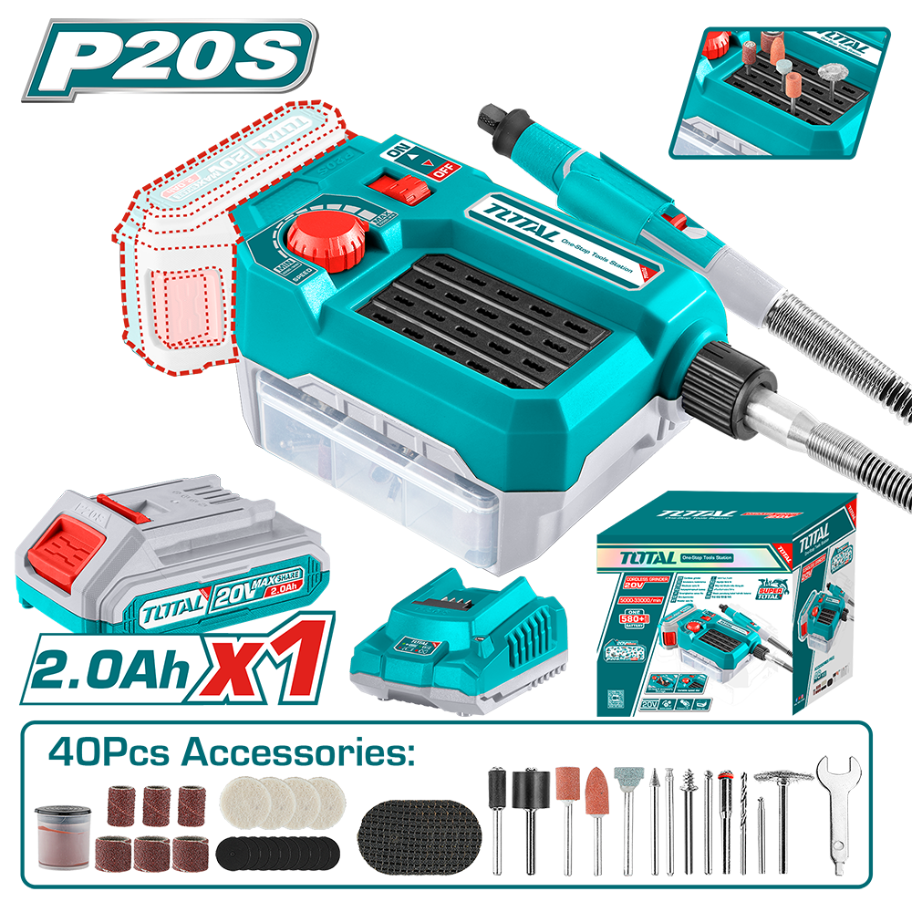 TOTAL - MINI POLIZOR - 20V - 2.0Ah (INCLUDE ACUMULATOR SI INCARCATOR)