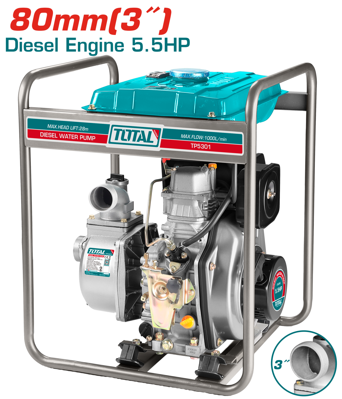 TOTAL - MOTOPOMPA DIESEL 3'' - 80MM