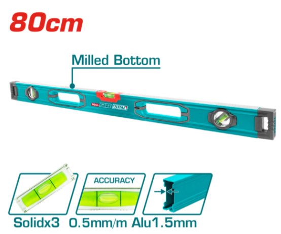 TOTAL - NIVELA CU BULA - 80CM -PRECIZIE 0,5MM (INDUSTRIAL)