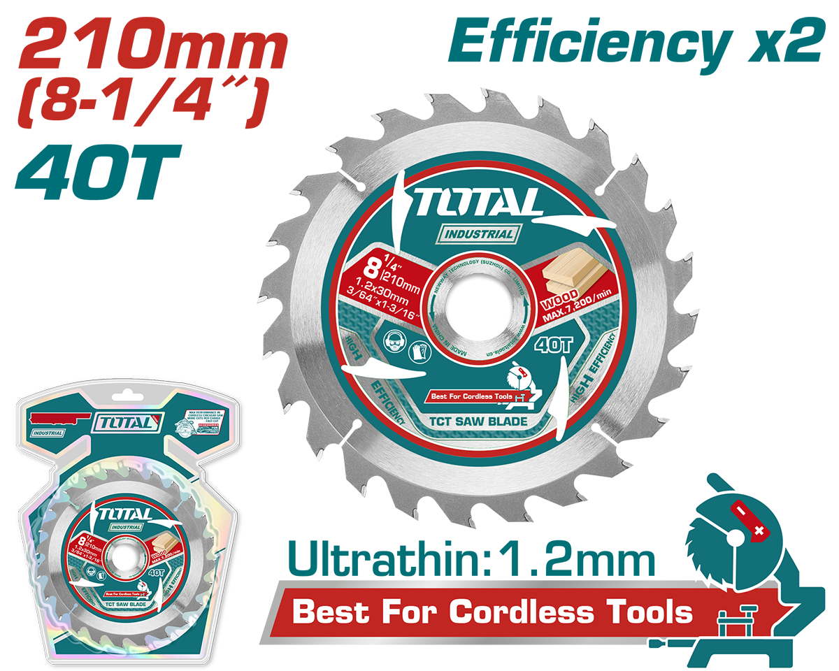 TOTAL - PANZA FIERASTRAU TCT PENTRU LEMN - 210MM