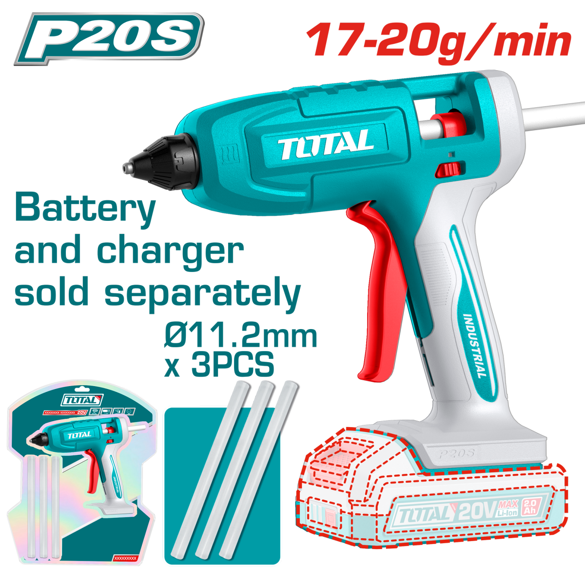TOTAL - PISTOL LIPIT - LI-ION - 20V (NU INCLUDE ACUMULATOR SI INCARCATOR)