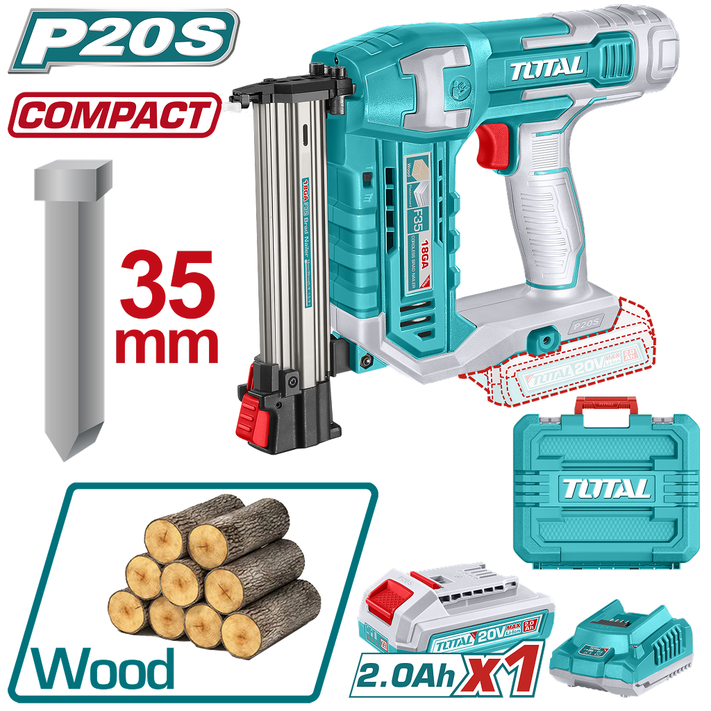 TOTAL - PISTOL PENTRU CUIE 20V-2.0Ah 15MM-35MM (INCLUDE ACUMULATOR + INCARCATOR)