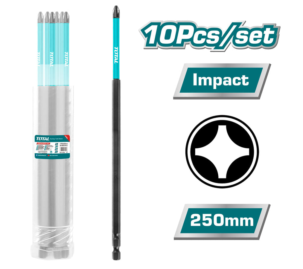 TOTAL - SET 10 BITI DE IMPACT PH2X250MM