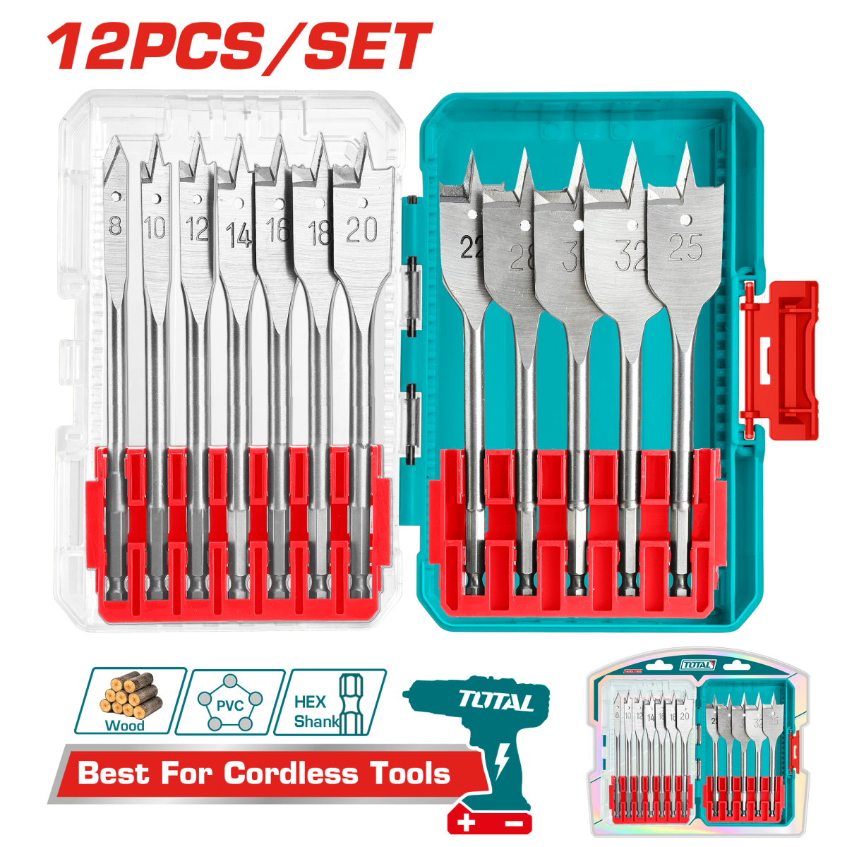 TOTAL - SET 12 BUC BURGHIE PLATE PENTRU LEMN