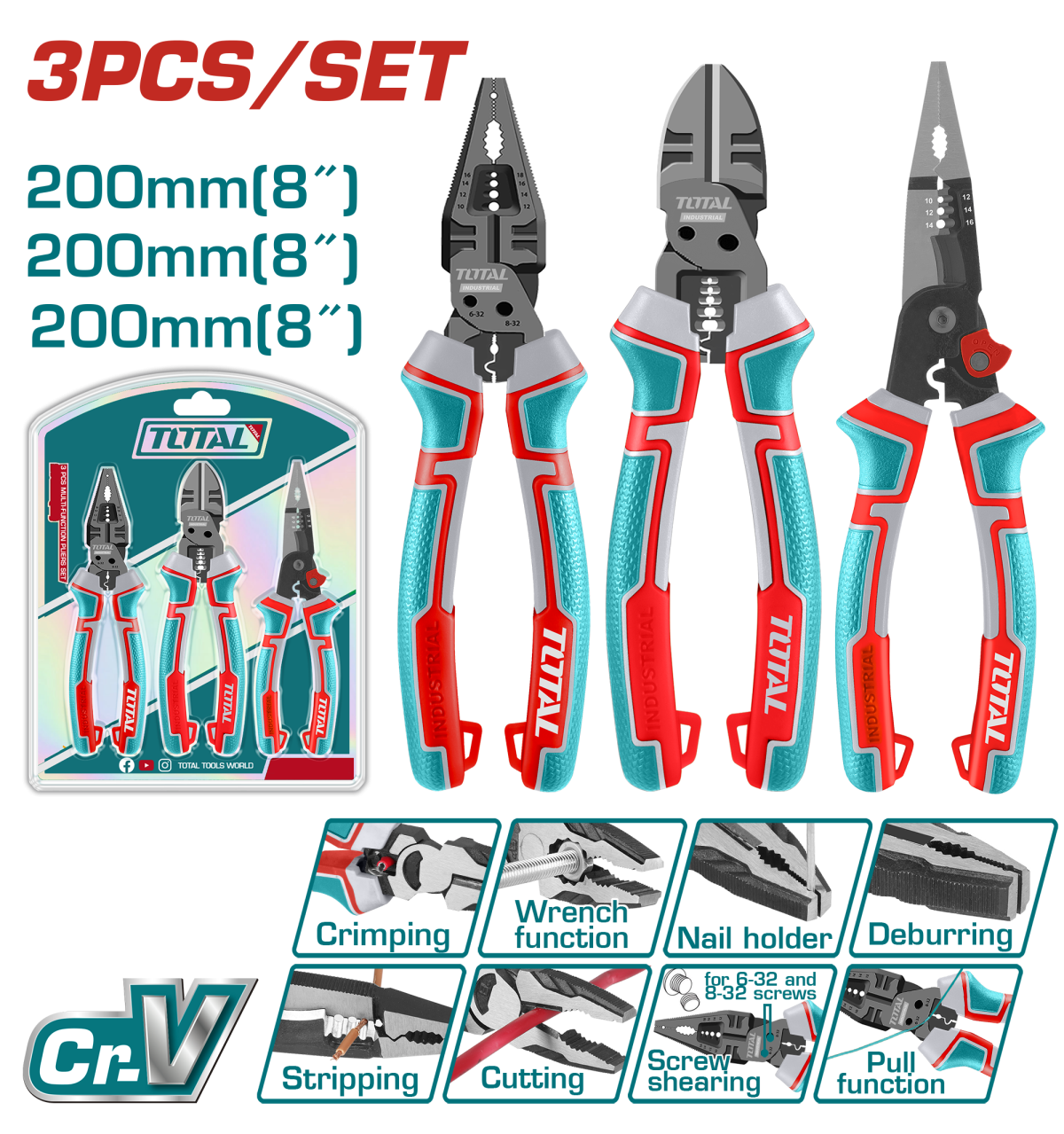 TOTAL - SET 3 CLESTI MULTIFUNCTIONALI Cr-V