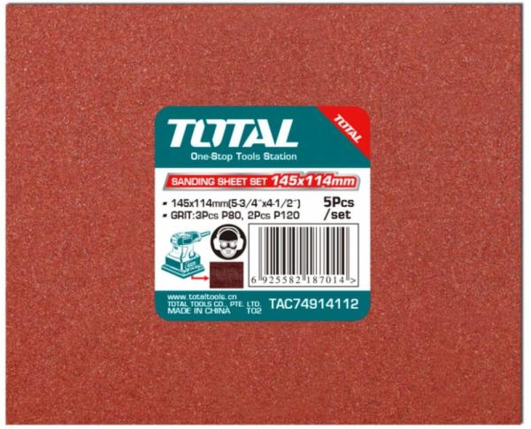 TOTAL - SET 5 BUC HARTIE ABRAZIVA PENTRU SLEFUITOR 145x114mm
