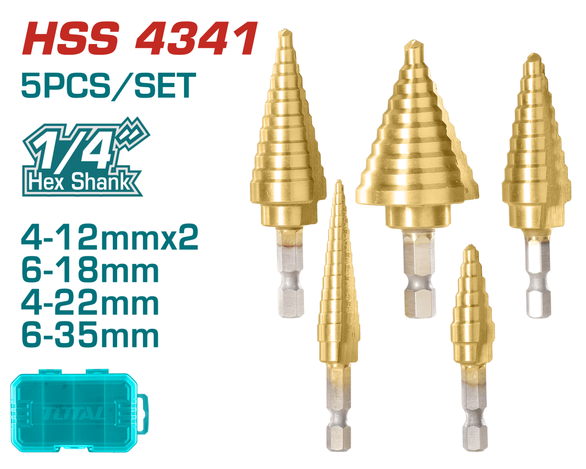 TOTAL - SET 5 BUCATI BURGHIE IN TREPTE HSS 4341