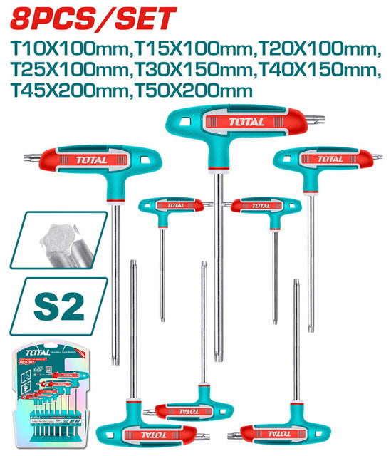TOTAL - SET 8 CHEI TORX IN T: 2-10MM, Cr-V (INDUSTRIAL)