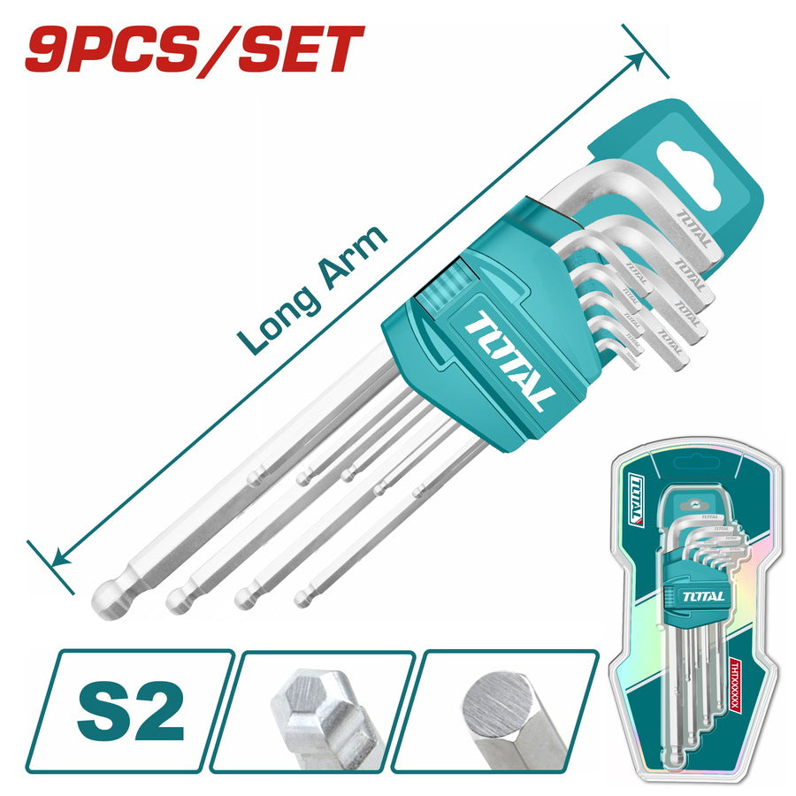 TOTAL - SET 9 CHEI IMBUS HEXAGONALE - CAP BILA - 1.5-10MM, CR-V (INDUSTRIAL)