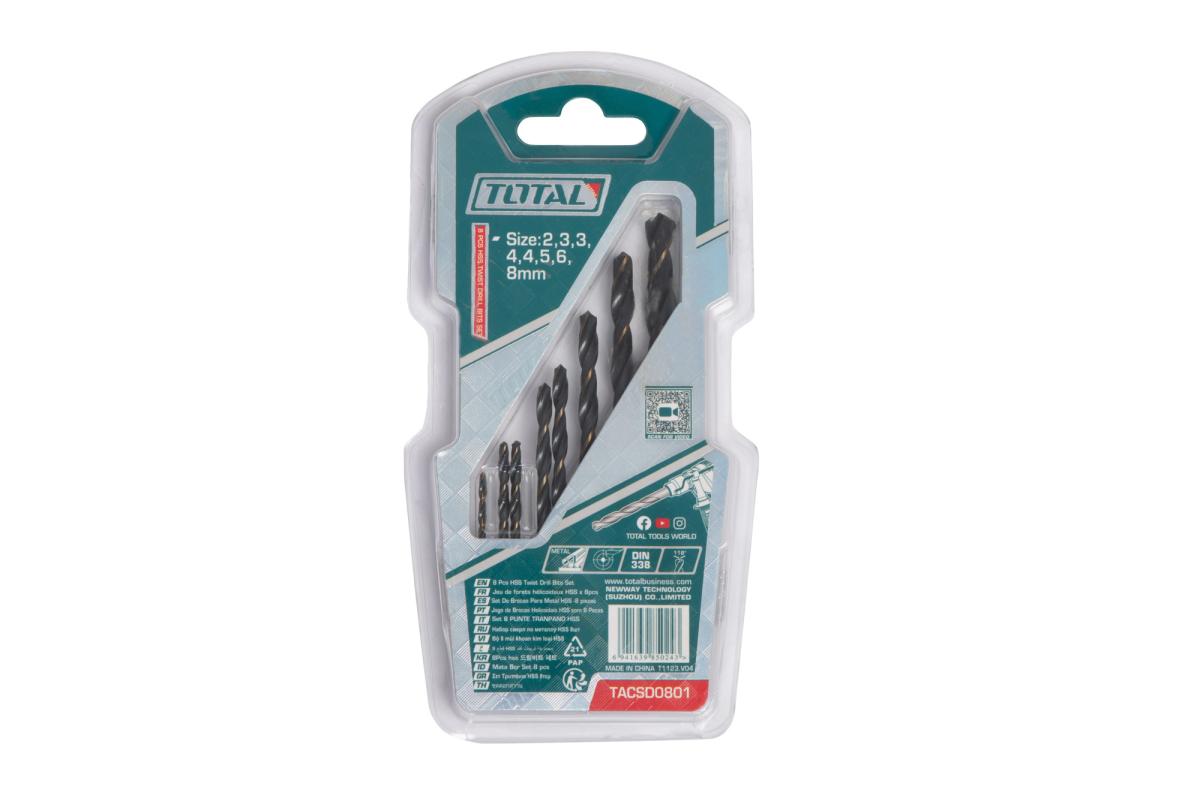 TOTAL - SET BURGHIE PENTRU METAL HSS: 8 BUC