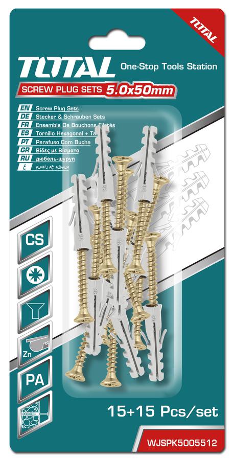 TOTAL - SET DIBLURI CU SURUBURI - ST5.0X50MM - DIBLU-8X40MM - 10 BUC