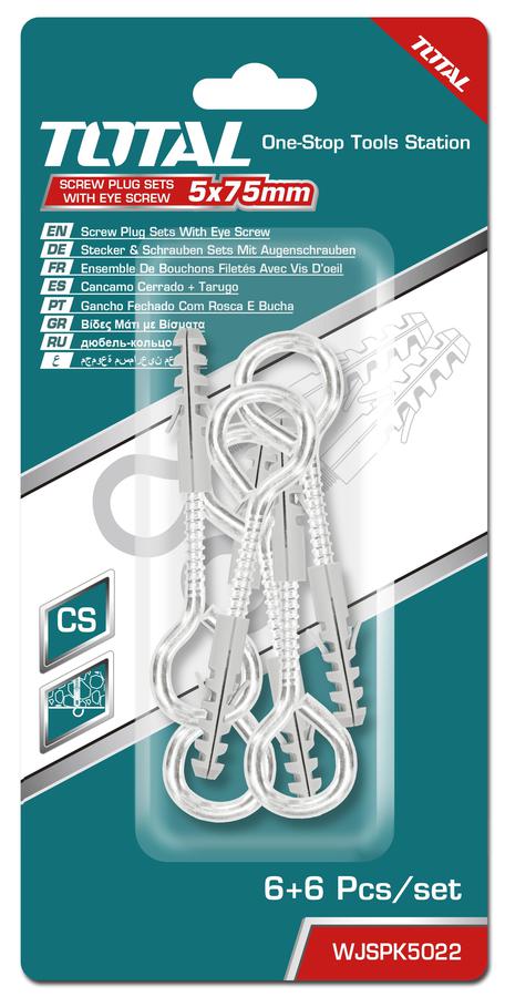 TOTAL - SET DIBLURI CU SURUBURI CU OCHI INCHIS 5.0X75MM - DIBLU - 8X40MM - 6BUC