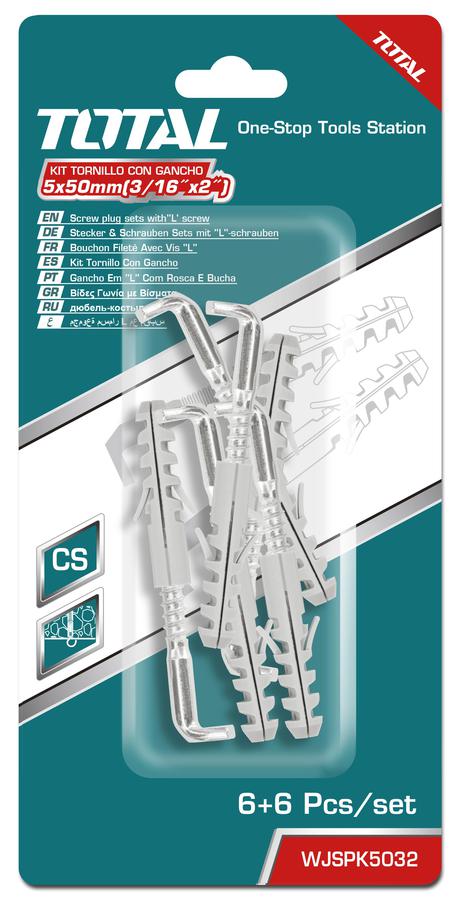 TOTAL - SET DIBLURI CU SURUBURI TIP L 5.0X50MM - DIBLU - 8X40MM - 6BUC