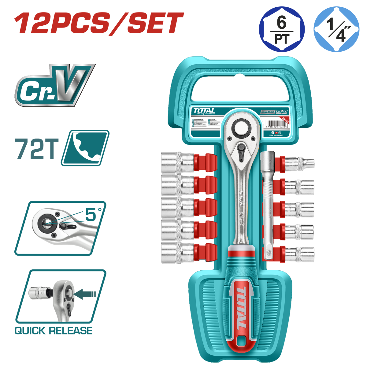 TOTAL - SET TUBULARE 1/4" – 12 PIESE