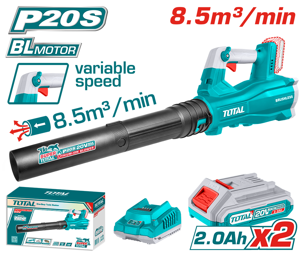 TOTAL - SUFLANTA - 8.5M3/MIN - LI-ION - 20V (INCLUDE 2 ACUMULATORI SI 1 INCARCATOR)