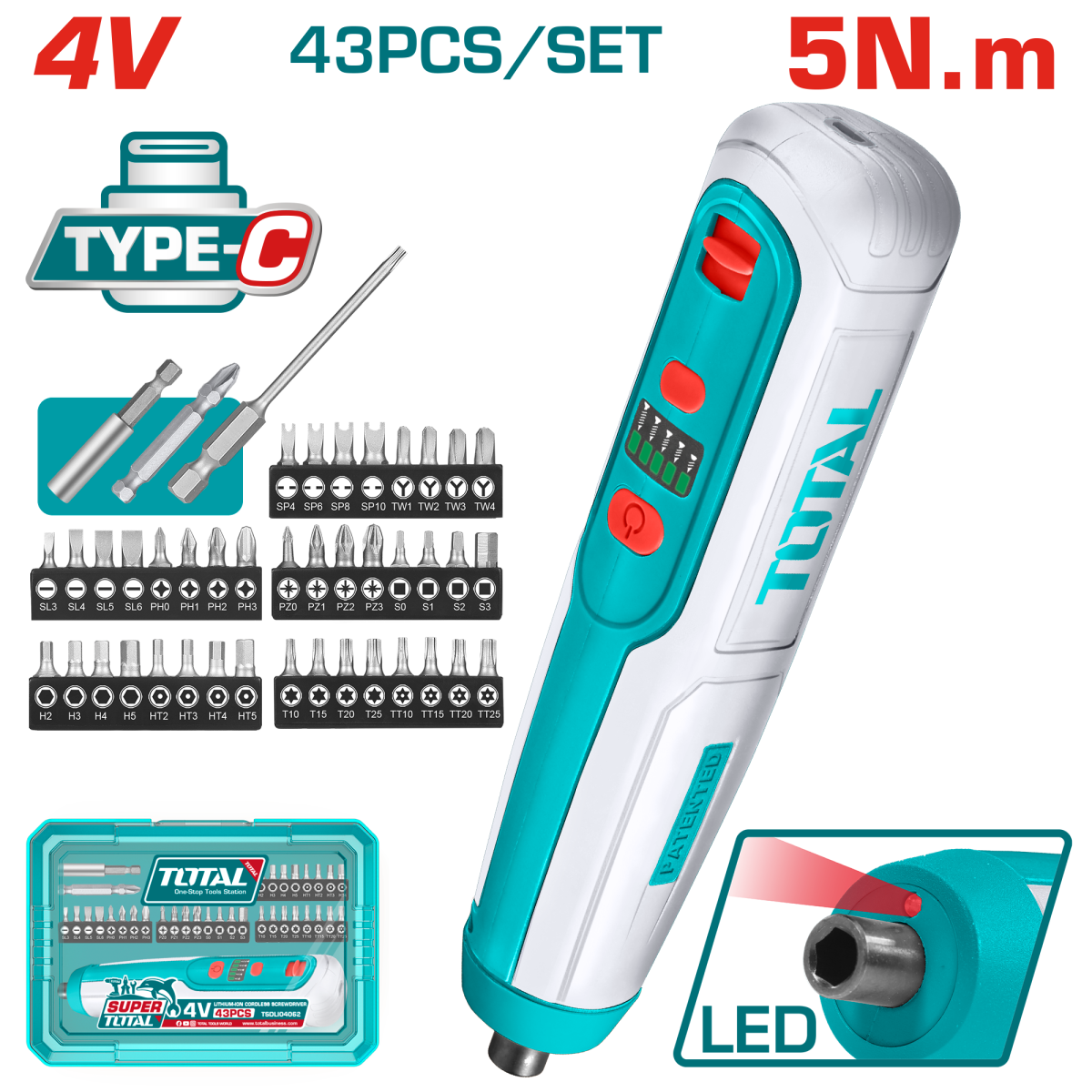 TOTAL - SURUBELNITA ELECTRICA 4V HEX 1/4''