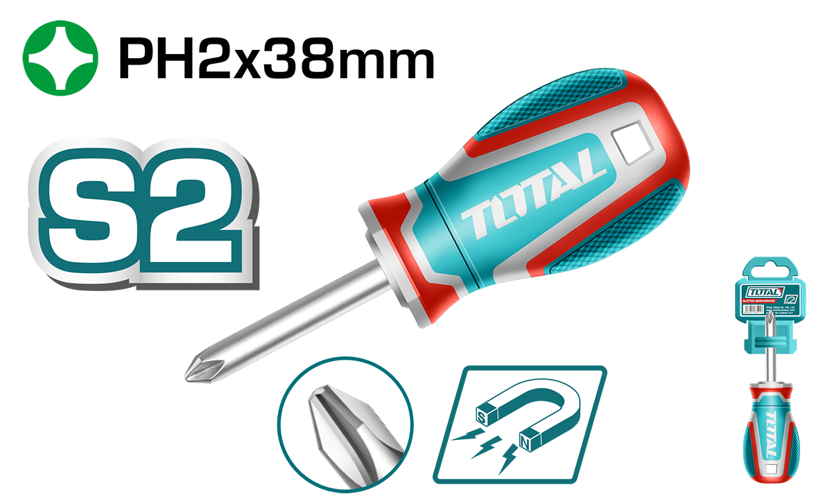 TOTAL - SURUBELNITA PHILLIPS- PH2 (MAGNETIC)- 6.0MM - 38MM -(INDUSTRIAL)