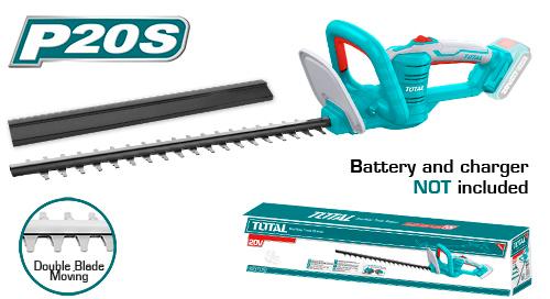 TOTAL - TRIMMER ELECTRIC PENTRU TUNS GARD VIU - LI-ION - 20V (NU INCLUDE ACUMULATOR SI INCARCATOR)