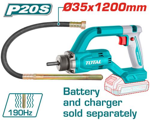 TOTAL - VIBRATOR DE BETON - 20V - 2.0Ah (NU INCLUDE ACUMULATOR SI INCARCATOR)