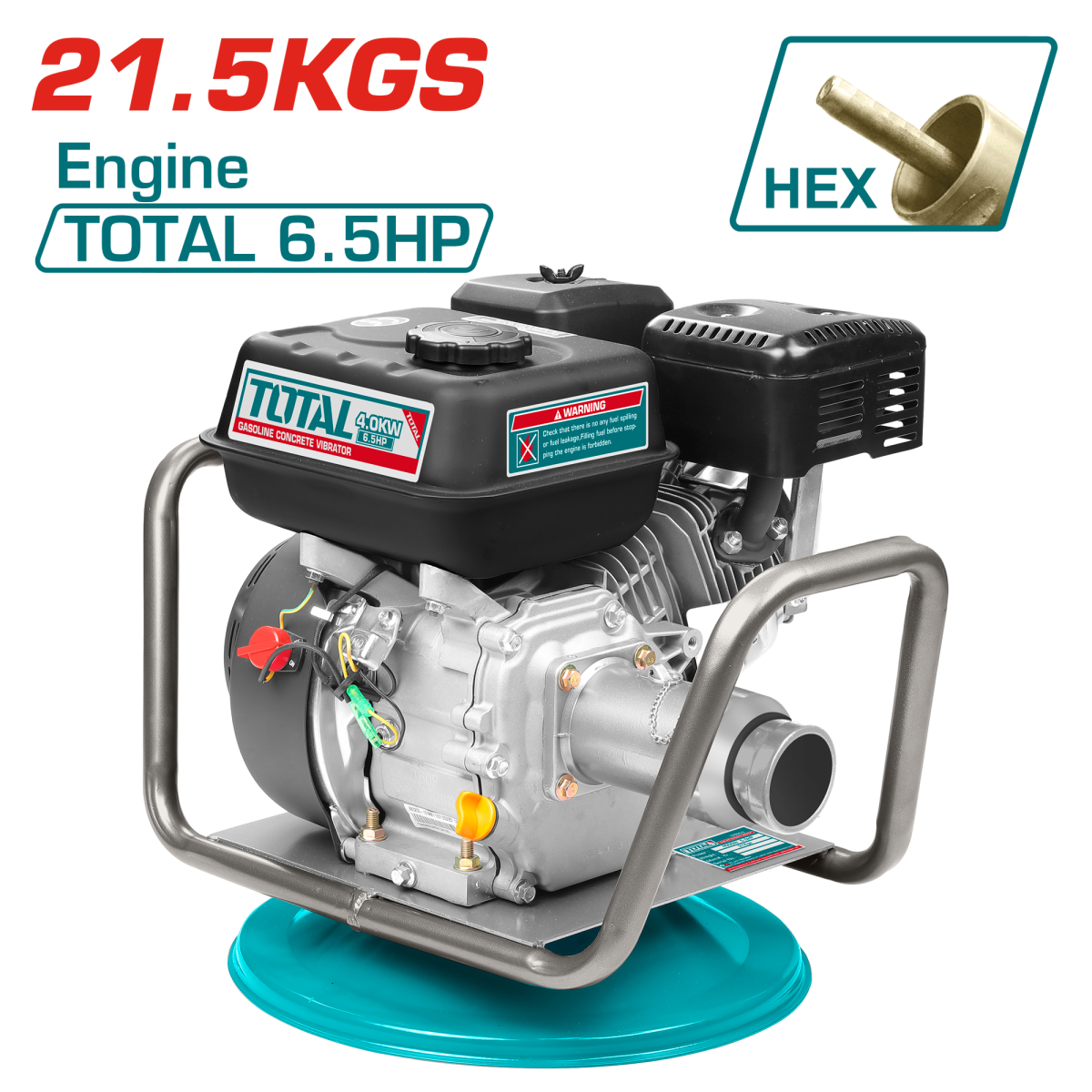 TOTAL - VIBRATOR DE BETON PE BENZINA - 4800W PRINDERE HEX