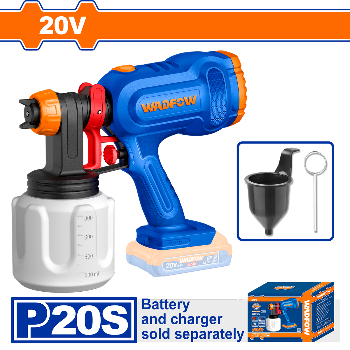 WADFOW - PISTOL DE VOPSIT 20V, VOL 800ML