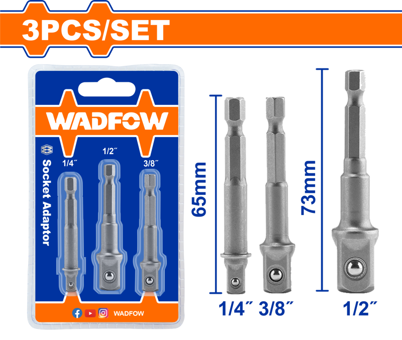 WADFOW - SET 3 ADAPTOARE 1/4", 3/8",1/2"