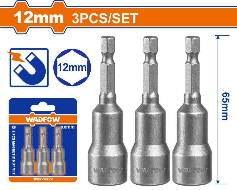 WADFOW - SET 3CHEI 12MM -1/4" HEX - 65MM