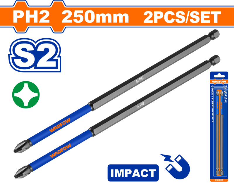WADFOW - SET BITI IMPACT PH2 250MM - 2 BUC