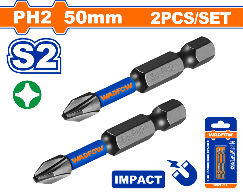 WADFOW - SET BITI IMPACT PH2 50MM - 2 BUC