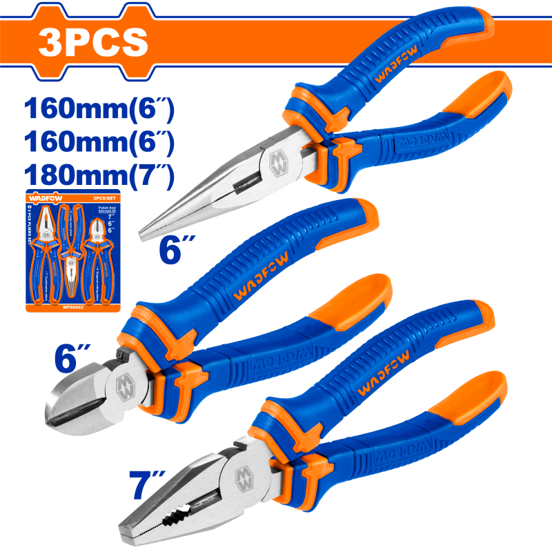 WADFOW - SET CLESTI 3 BUC (7 " PATENT UNIVERSAL, 6 " CLESTE CU VARF ASCUTIT, 6 " CLESTE TAIETOR)