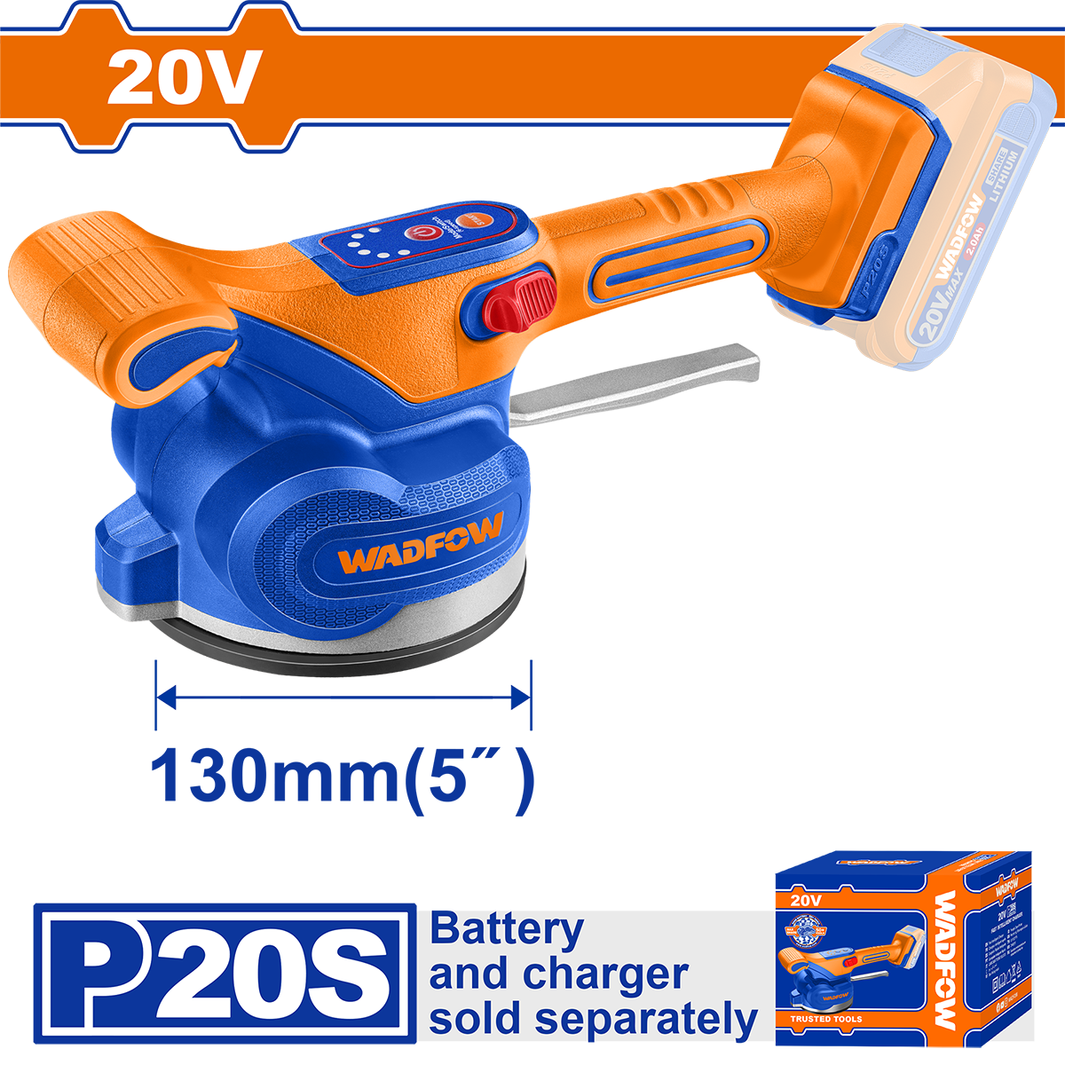 WADFOW - VIBRATOR CU VENTUZA PENTRU PLACI CERAMICE 20V (NU INCLUDE ACUMULATOR)