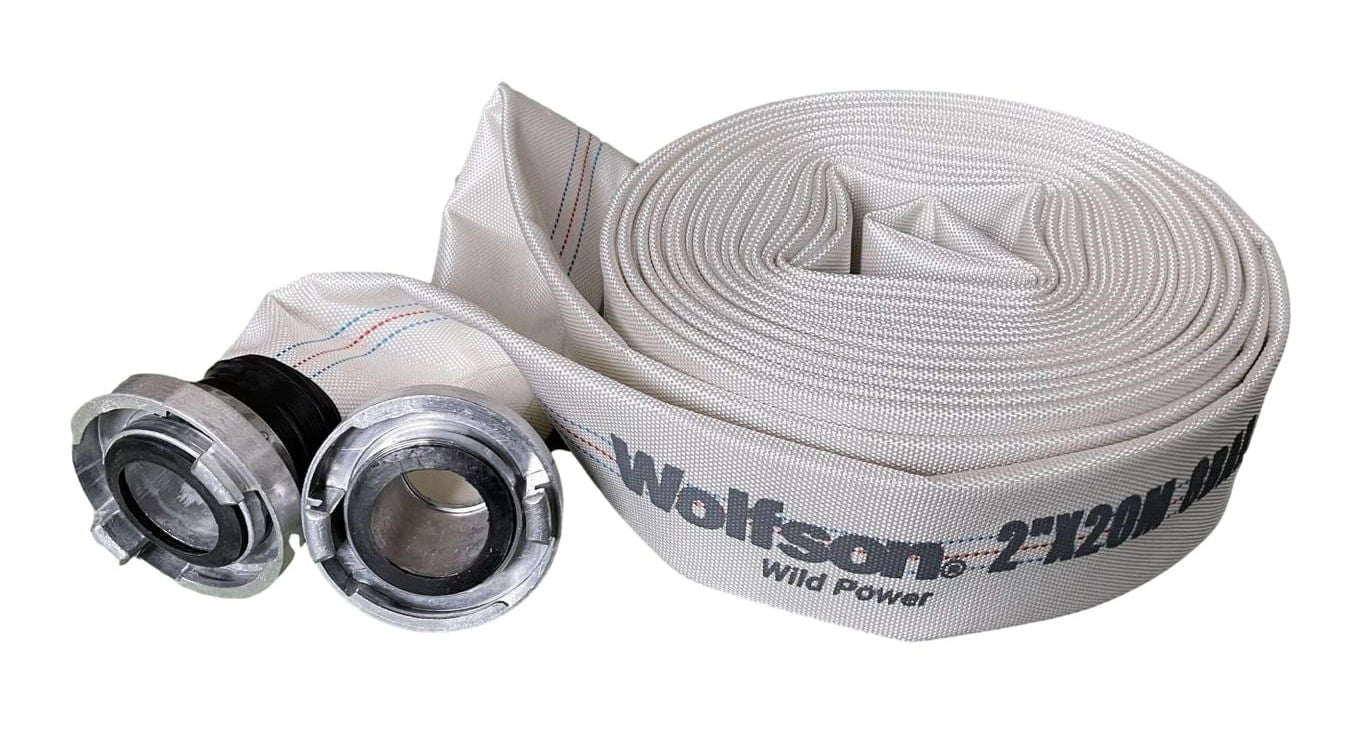 WOLFSON - FURTUN PVC PANZAT TIP POMPIERI 2" 20M Ø 50MM CU MUFE CUPLARE