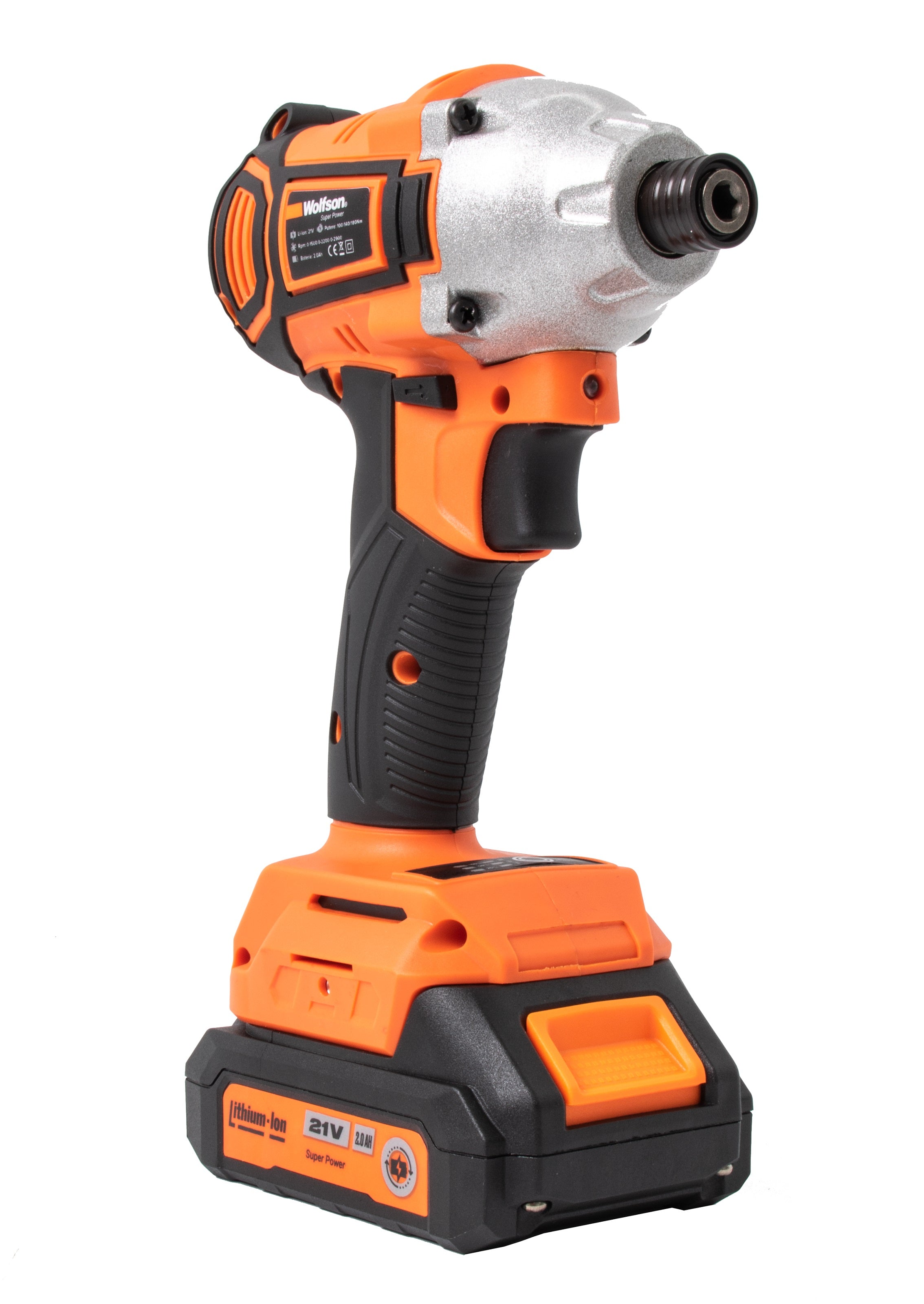 WOLFSON - MASINA DE INSURUBAT CU IMPACT CU ACUMULATOR 21V-2.0AH LI-ION (2 ACUMULATORI) -  HEX 1/4